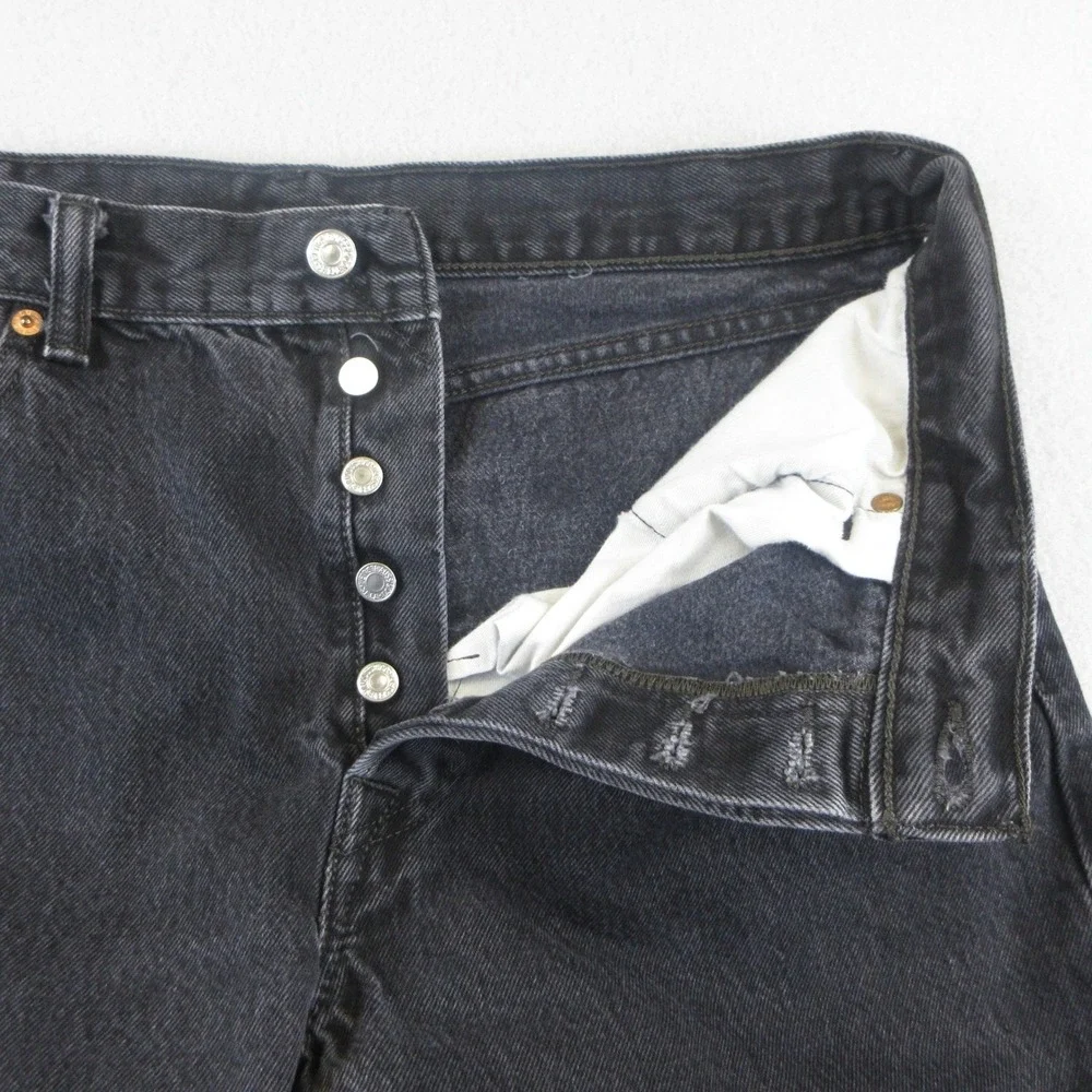 Levi's 501 Jeans Men 36x32 (Actual 35x29) Black Denim Button Fly Straight Leg
